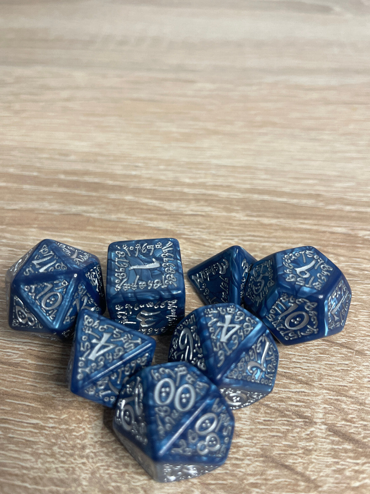 Elvish dice Set - Elfisches Würfelset Cobalt & Silver