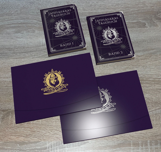 Jannasaras Kartentasche Komplettpaket - Goldene & Silberne Mappe + Tagebücher Band 1 & 2