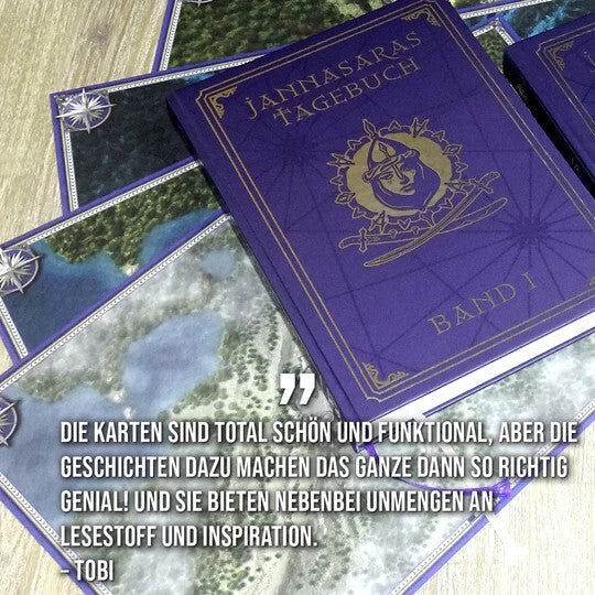 Jannasaras Kartentasche Komplettpaket - Goldene & Silberne Mappe + Tagebücher Band 1 & 2