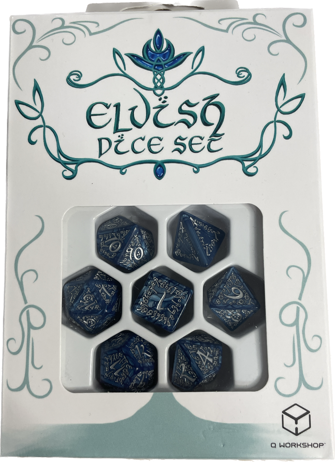 Elvish dice Set - Elfisches Würfelset Cobalt & Silver